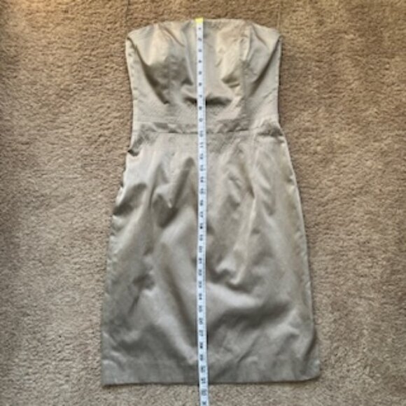 Rene Lezard Brand Women's Gold Strapless Silk Cocktail Dress Sz 4 - Picture 5 of 8